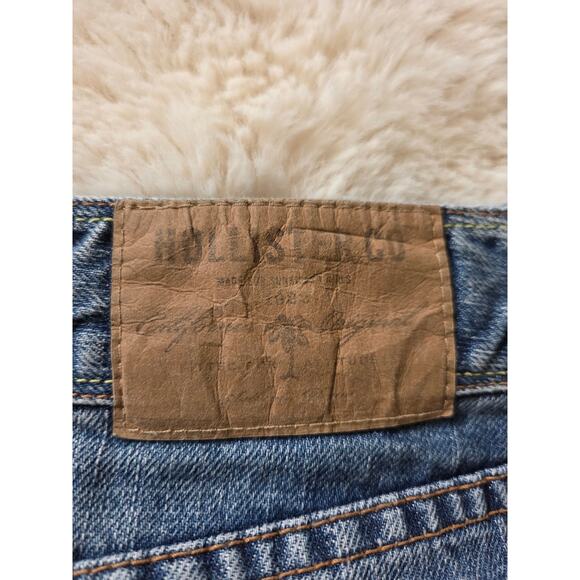 VTG y2k Hollister Low Rise Mini Distressed Frayed Denim Skirt Size 5 - Picture 9 of 10